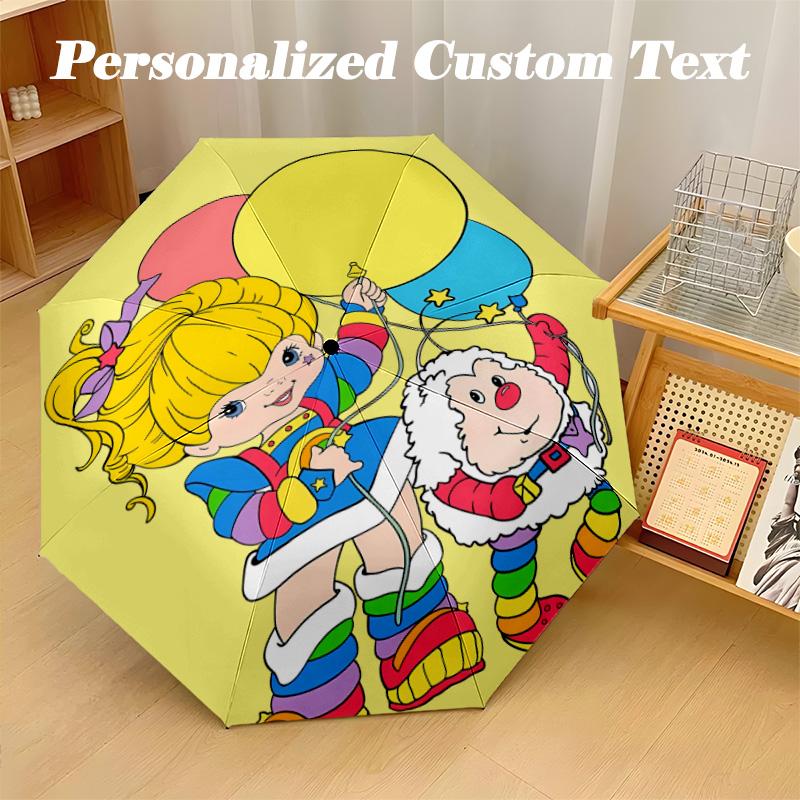 Автоматический зонт с 8 ребрами, дизайн Rainbow Brite, складной зонт для защиты от солнца и дождя, для путешествий