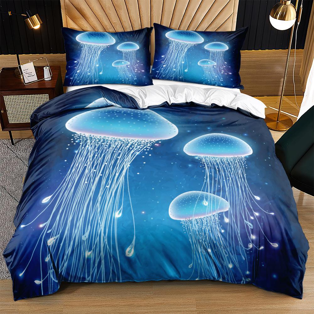 3D комплект постельного белья с изображением океанских животных, кит/медуза/другое пуховое одеяло и наволочка, ткань из микрофибры, моющаяся комната, украшение для дома