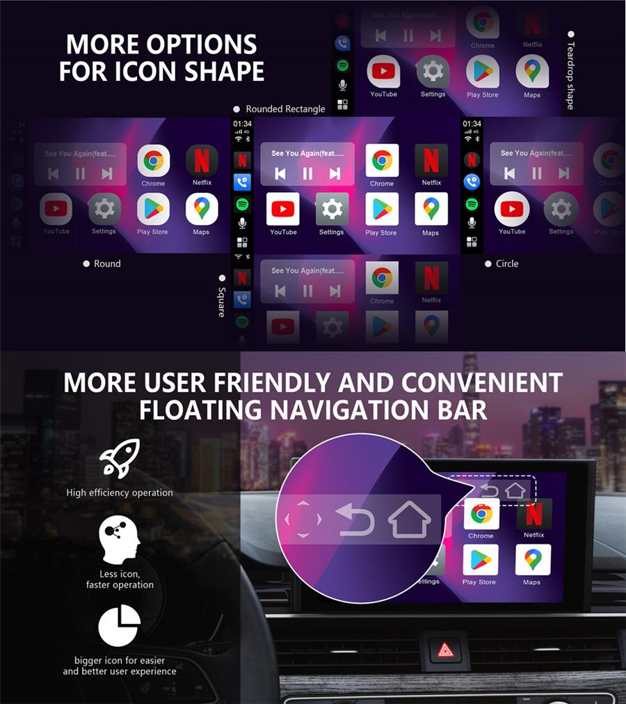 4G LTE Carplay Mini Android Box Wireless Carplay Android Auto Ai Box Car Multimedia-Player 4+64G Audio Navigation