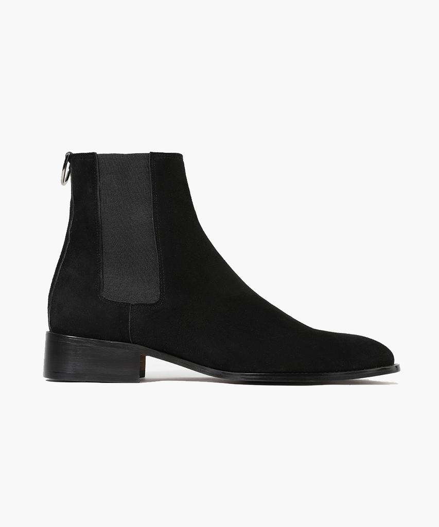 Firenze Atelier High Ankle Line Slim Toe Suede Chelsea Boots 3342-Qs [Black]