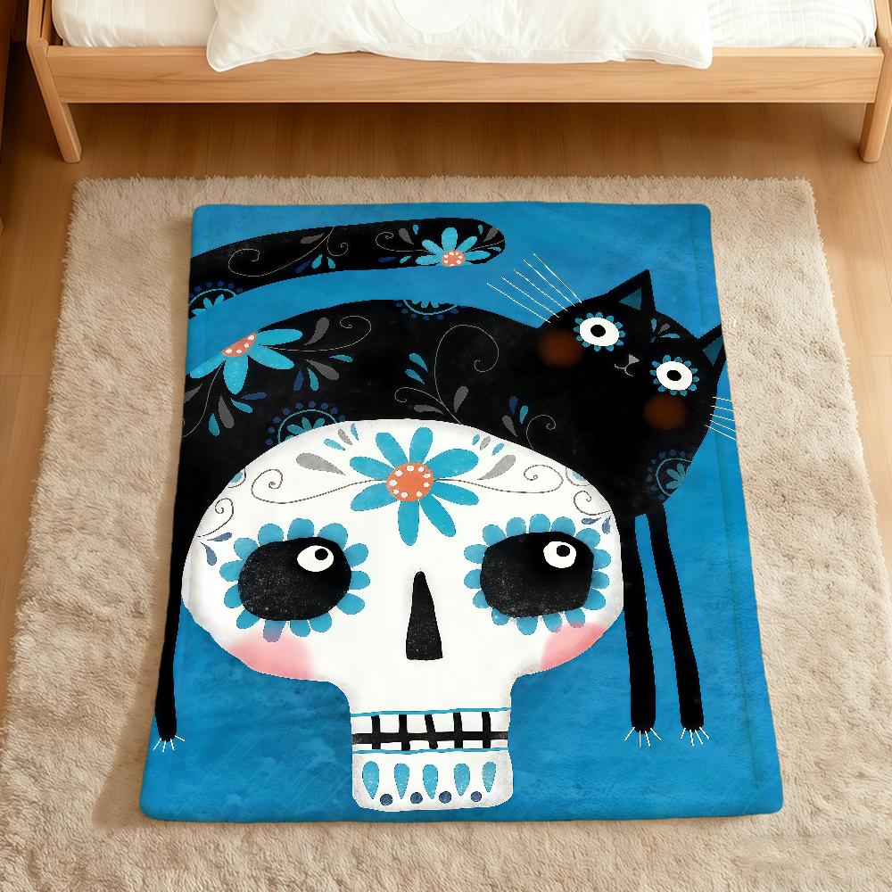 Kitten Pumpkin Art Cat Skull Blanket Flannel soft warm plush blanket sofa living room pet hogar bedroom gift home Car portable
