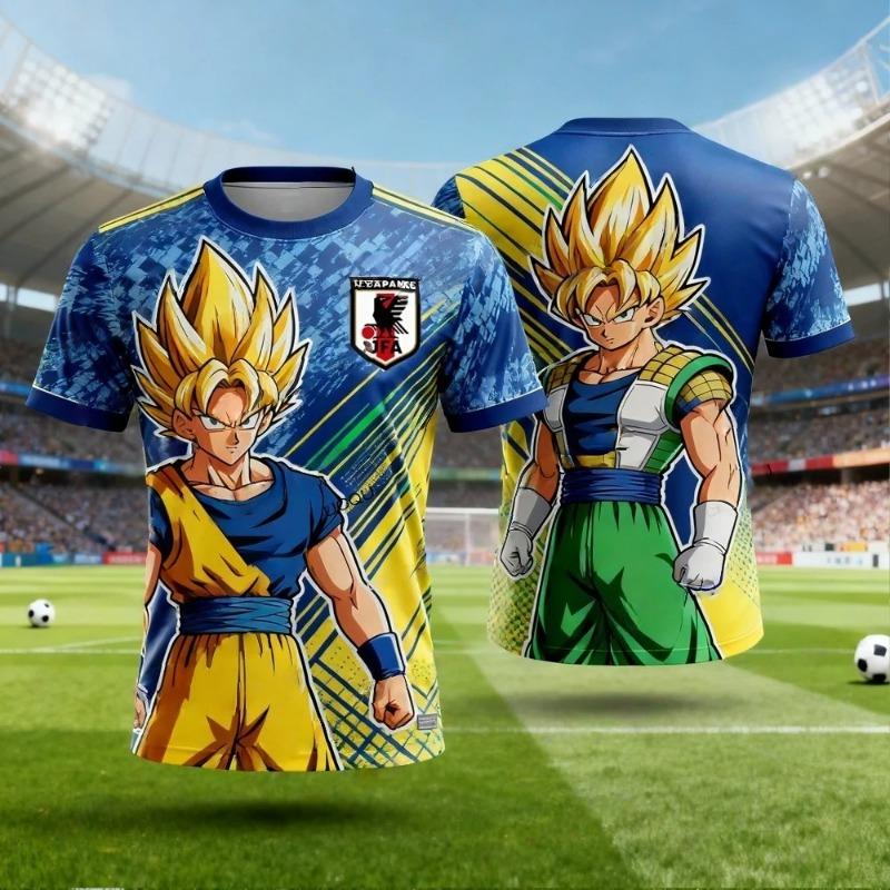 Летняя футболка 2026 года в стиле Dragon Ball Retro, Высококачественный хлопок, Мужская, Оверсайз, С принтом Сон Гоку, Унисекс, Детская, Повседневная рубашка.