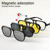 A New Set of Magnetic Clip-On Design Fashion Sunglasses, 1 Frame, and 3Interchangeable Lenses, Unisex New Circle Glasses Set
