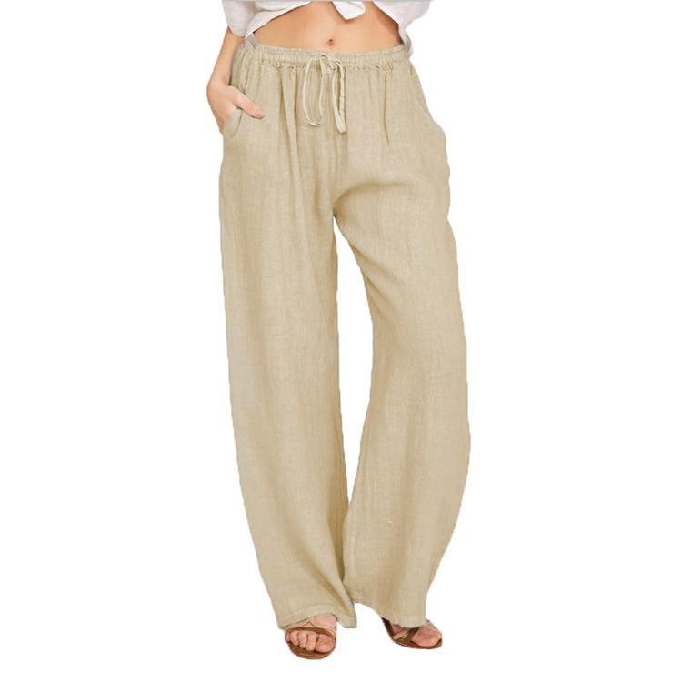 Loose Cotton Linen Pants for Women Summer Casual Large Size