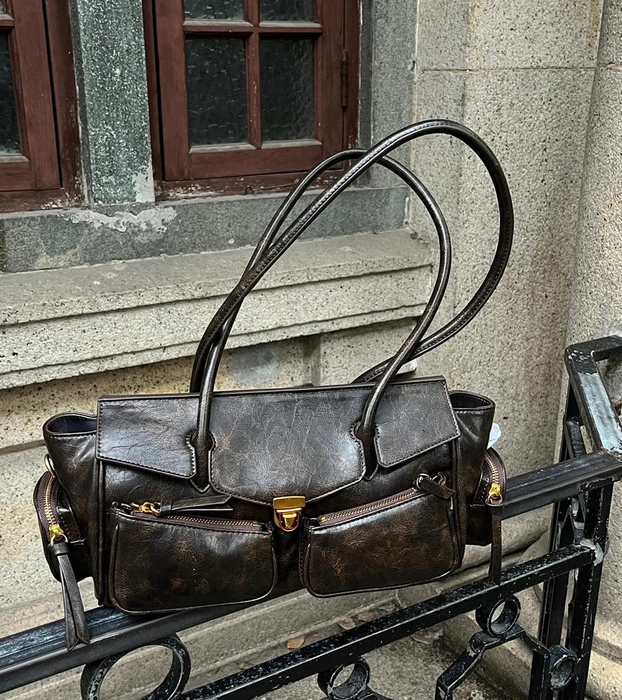 SHELKSBAG Ретро Качественная Сумка-Клатч Женские Мотоциклетные Сумки Многокарманная Роскошная Дизайнерская Модная Универсальная Сумка под Мышку для Женщин