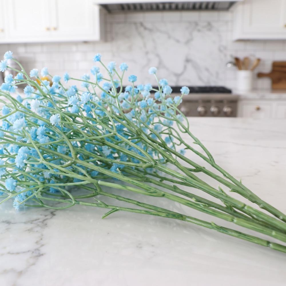 5pcs Plastic Artificial Gypsophila 3 Branch Artificial Flower Stems Fake Silk Flowers Office Decor