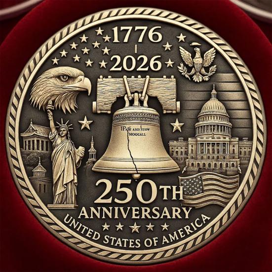 US 250th Anniversary Souvenir Coin Double-Sided Carved United States History Commemorative Badge Round Metal Collection Coin Patriotic Decoration