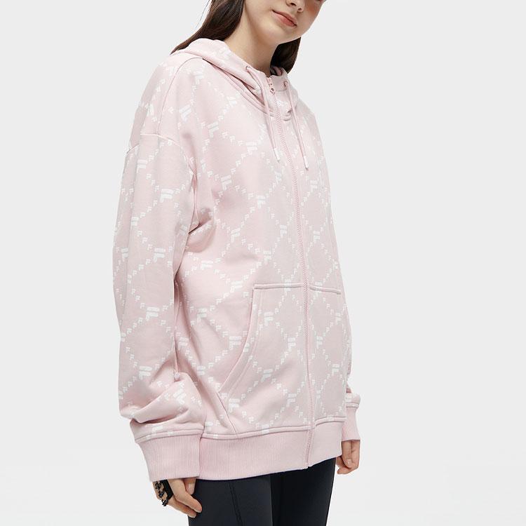 Fila Fusion Серия FOB Худи на молнии с принтом букв Унисекс худи Красный Розовый T11U413502F-PK