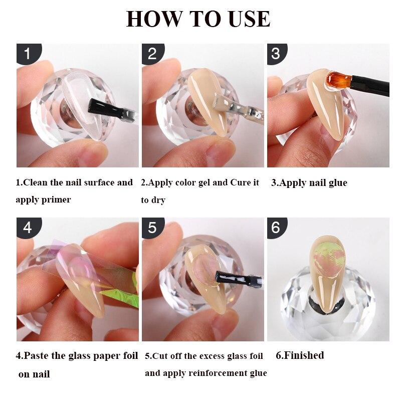 1 Box Aurora Nails Foil Film Sticker Cellophane Paper Korean Nail Glass Foils Trend Design Ice Cube Manicure Nail DIY Decoration