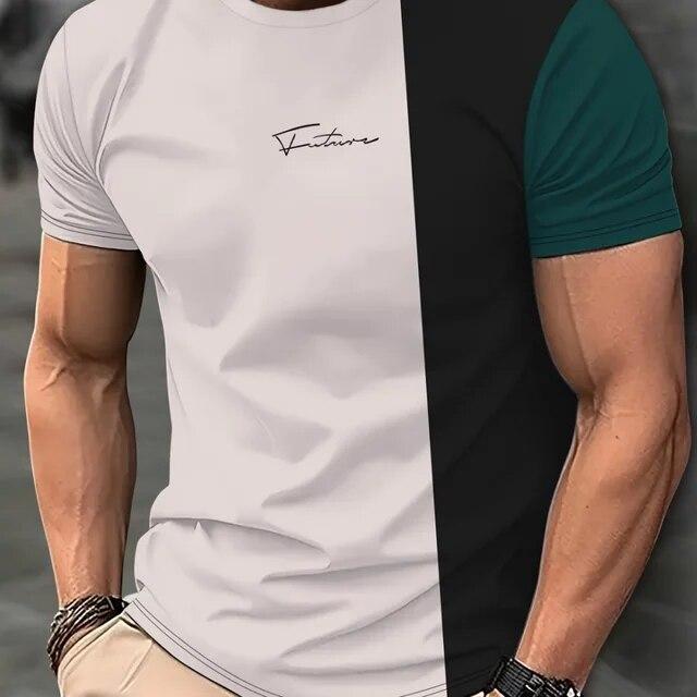 Повседневные мужские футболки, весенняя одежда, рубашки с эффектом омбре, большие топы с короткими рукавами, футболки для мальчиков 5XL, винтажные мужские футболки