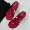 Fashion Luxury Metal Decoration Brand Slippers Women Fashion Cross Tied Kitten Heel Designer Shoes Comfortable Clip Toe Beach Flip Flops