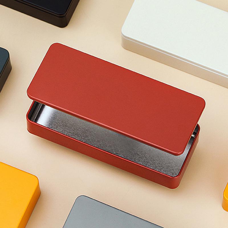 Многоцветный металлический прямоугольный контейнер для хранения с крышкой для маленьких коробок