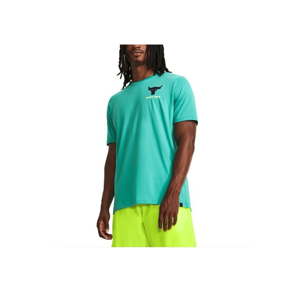 Under Armour Johnson Series LC Brahma Letter Logo Printed Sports Short Sleeve T-Shirt Men Tops Green 1379839-369