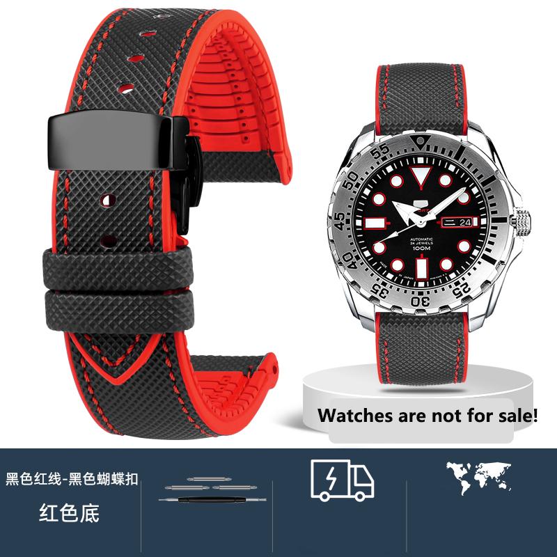 20 мм 21 мм 22 мм 23 мм 24 мм Унисекс Высококачественный нейлоновый ремешок с резиновой нижней частью Водонепроницаемый ремешок для часов для любой марки часов Мужской браслет