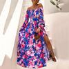 Women's Summer Holiday One Neck Swing Printed Dresses