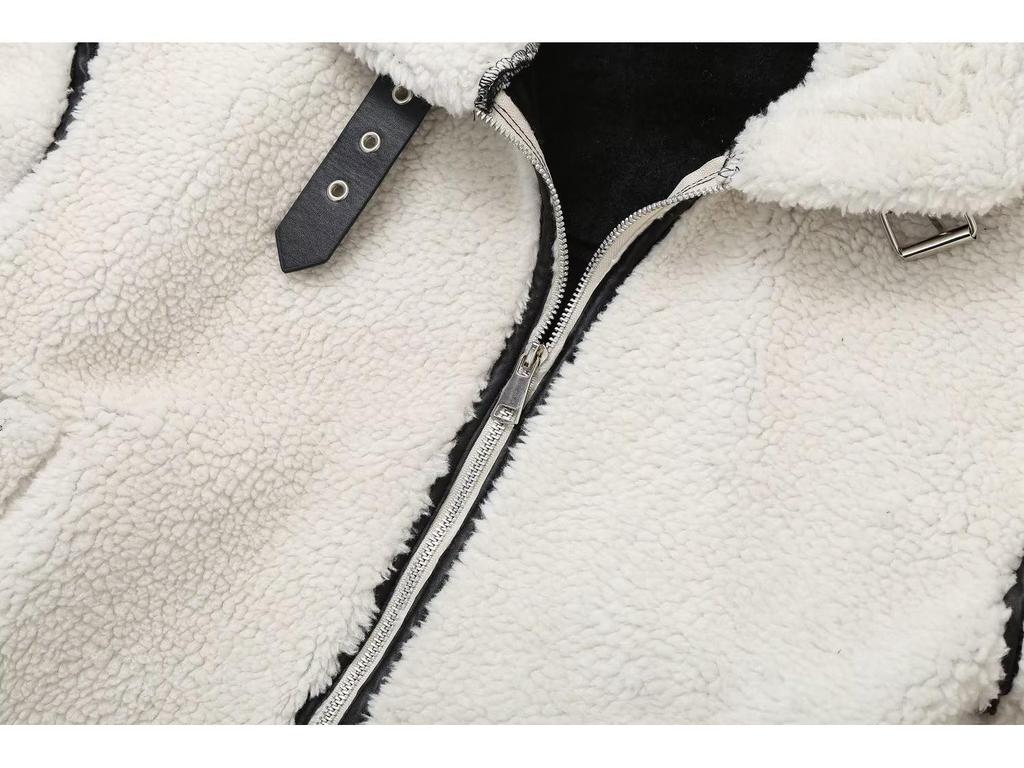 Женская куртка из искусственной овчины, сшитая из разных частей, на осень 2023 года в уникальном европейско-американском стиле Y2K