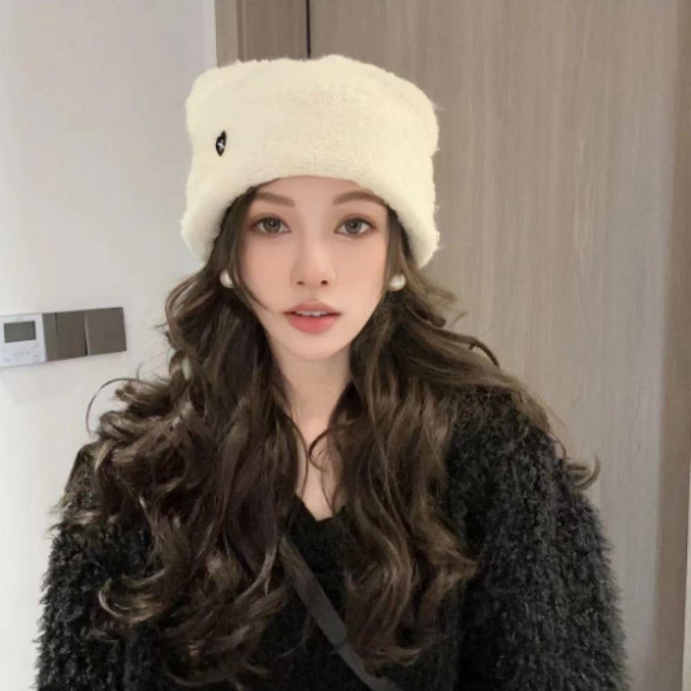 Новая шапка Y2k с кошачьими ушками, теплая плюшевая вязаная шапка с защитой ушей, мягкая теплая шапка с вышивкой «Любовь», осень и зима