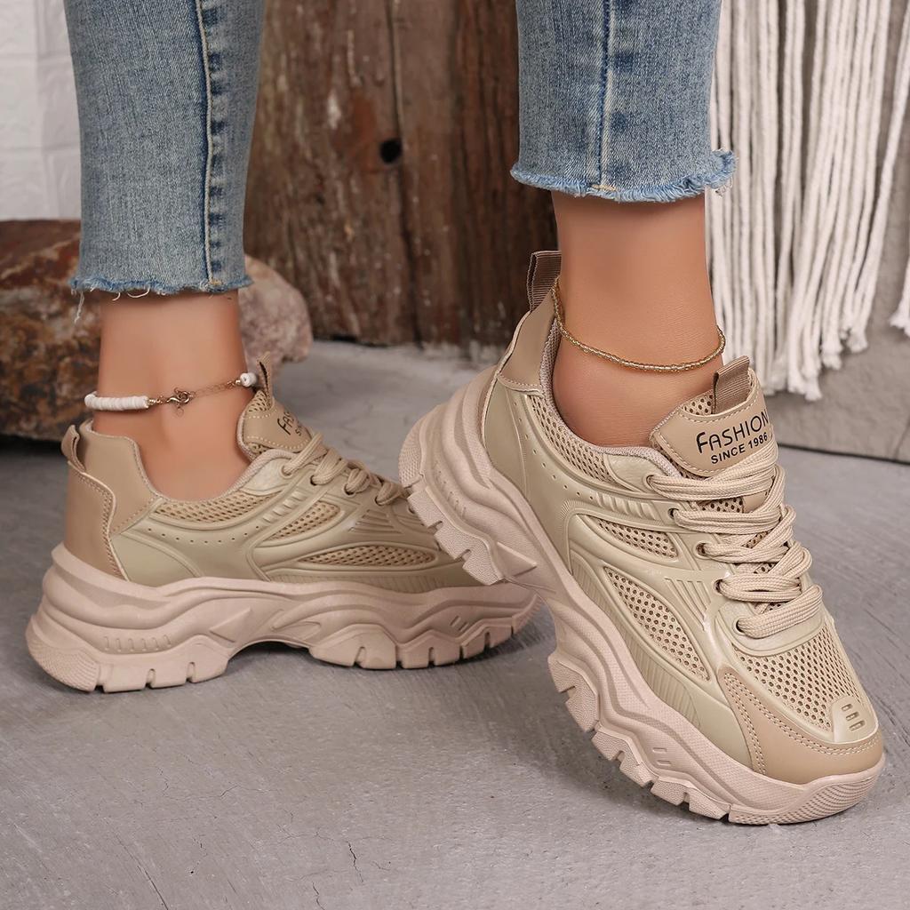 Women Sneakers Candy Colored Student Thick Soles Large Size Sneakers Women Casual Lace Up Platform Shoes Women Zapatos De Mujer