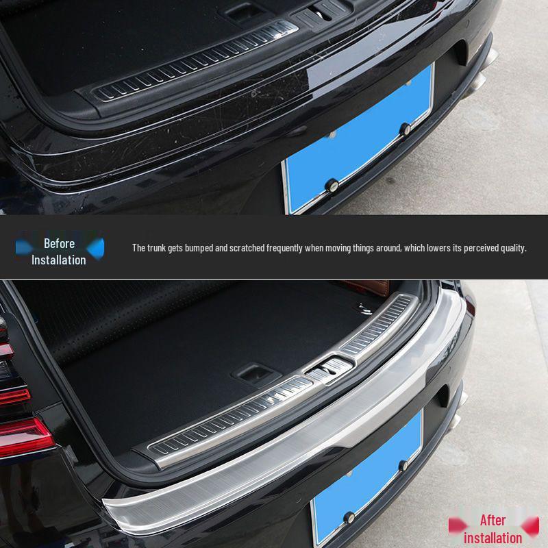 Stainless Steel Trunk Sill Strips for Porsche Macan & Cayenne Rear Bumper Interior Mods