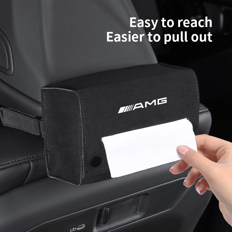 1pc Car Tissue Storage Box Paper Towel Organizer Bag Accessories For Mercedes Benz AMG A B C E G CLA W211 W203 W204 C260 E300L
