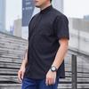 Lapel Short Sleeve Solid Color Plus Size Men Shirt Single Breasted Causal Loose Solid Color Work Shirt Streetwear