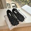 Sheepskin Version~ Niche Design Mesh Woven Hollow Breathable Fish Net Flat Single Shoes Women's Summer Sandals Pig Cage Shoes