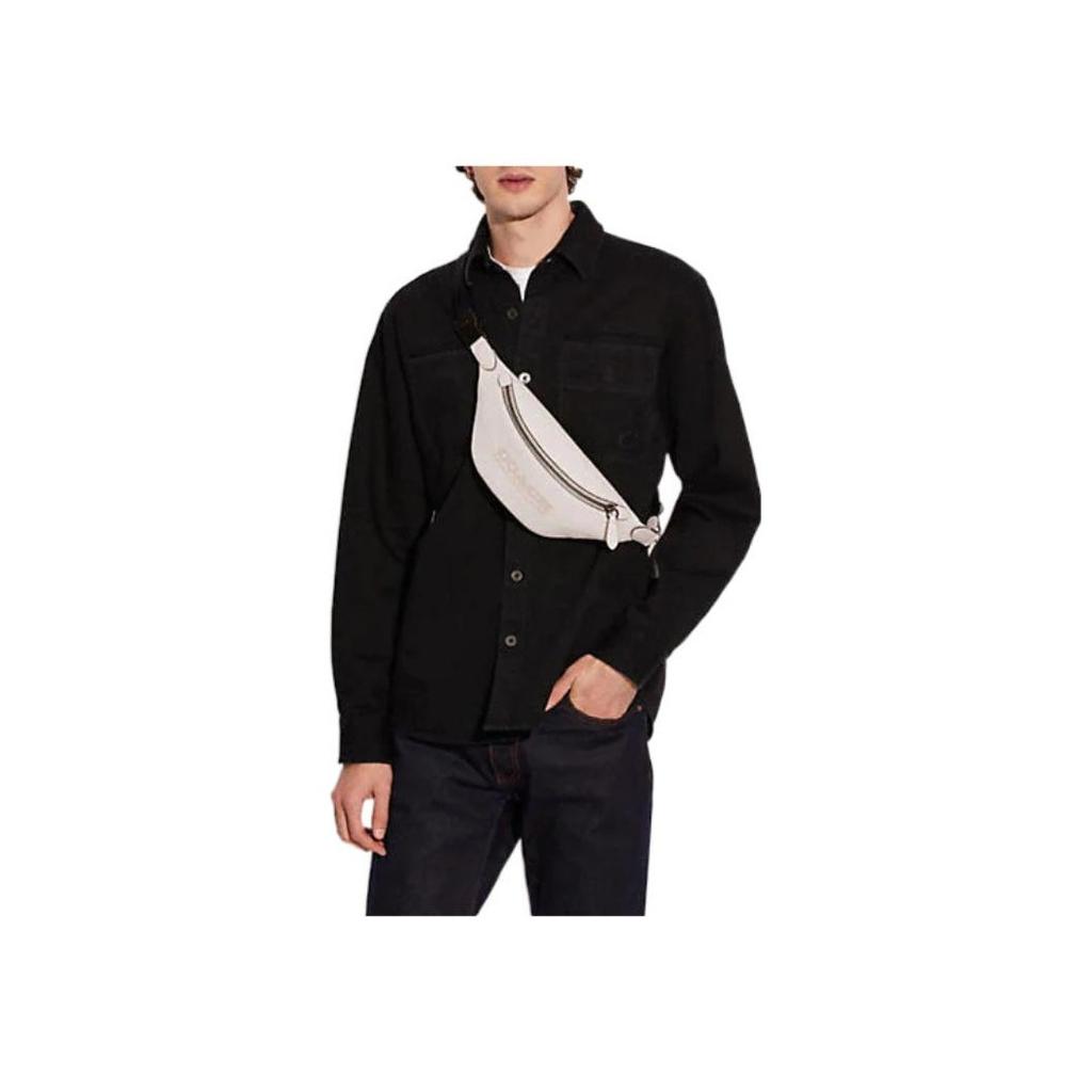 Coach Charter Кожаная поясная сумка с текстурой под гальку, с регулируемым плечевым ремнем, большая, женская, белая C6291-TXW