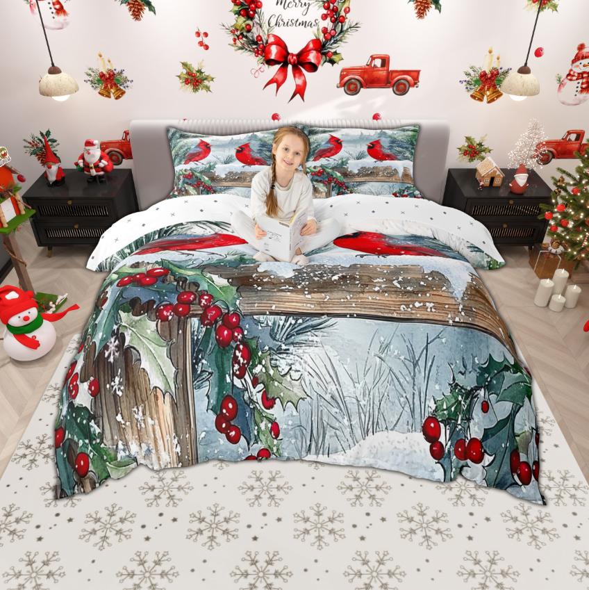 Одеяло Homewish Рождество Санта-Клаус Для Детей Детей 2 шт./3 шт. Рустик Лодж Кабина Рождественское Постельное Белье Сет Постельного Белья С Новым Годом