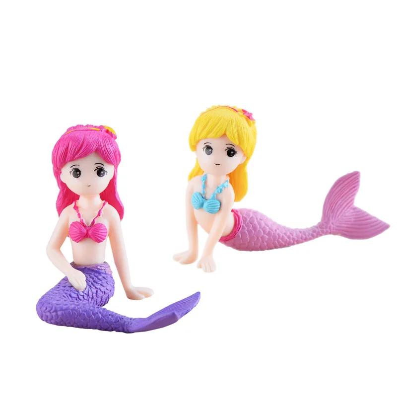 Kawaii Mermaid Figurines Mini Cartoon Mermaid Aquarium/Desk Decorations Children DIY Micro-landscape Accessories