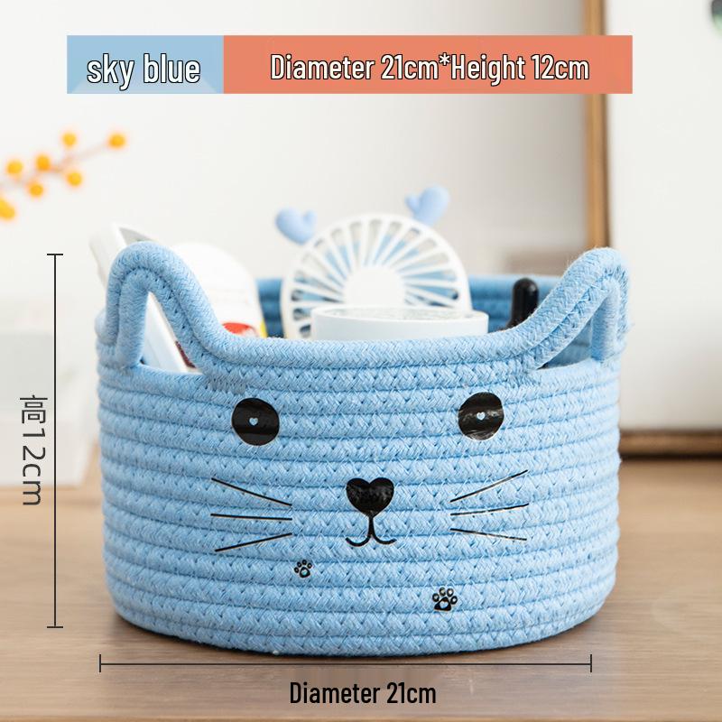 Корзина для хранения на столе из хлопка ручной работы с кошачьими ушками для ключей и разных мелочей
