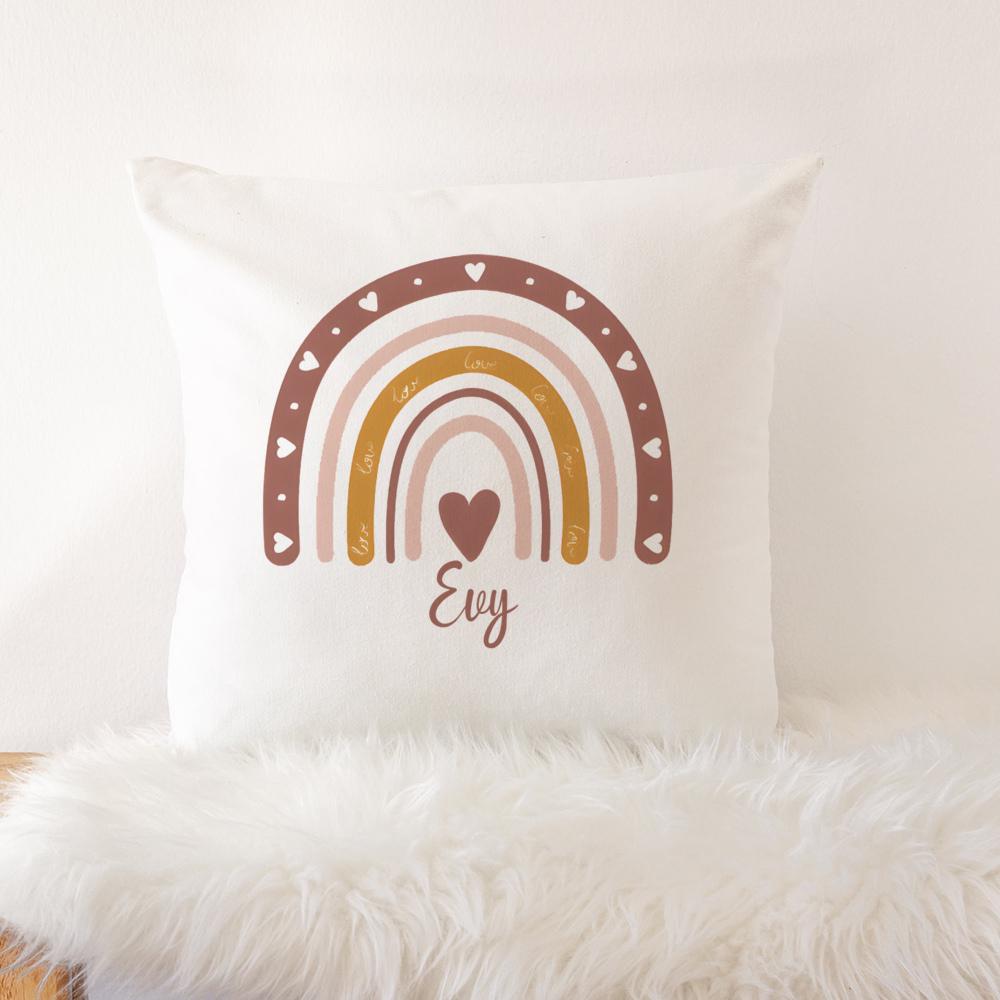 Custom Boho Rainbow Crib Bedding Pillow Cover Personalized Kids Bed Pillow Baby Girl Shower Gifts Rainbow Girls Bedroom Decor