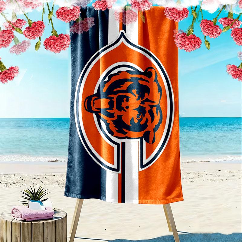 Пляжное полотенце с принтом Chicago Bears, большое, мягкое, быстросохнущее, для пляжа, кемпинга, плавания