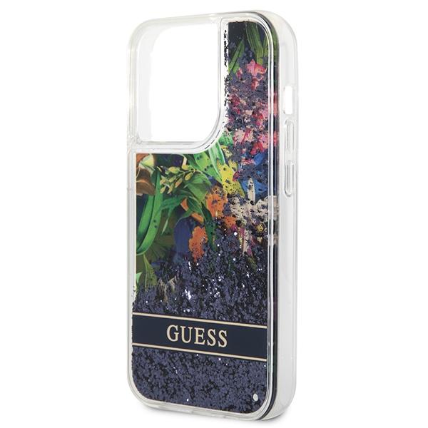 Guess Guhcp14Llflsb Iphone 14 Pro 6,1 Niebieski/Blue Hardcase Flower Liquid Glitter