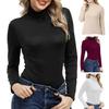 Женские топы с высоким воротником и длинным рукавом, облегающие топы-пуловеры, однотонные базовые водолазки, блузка на каждый день