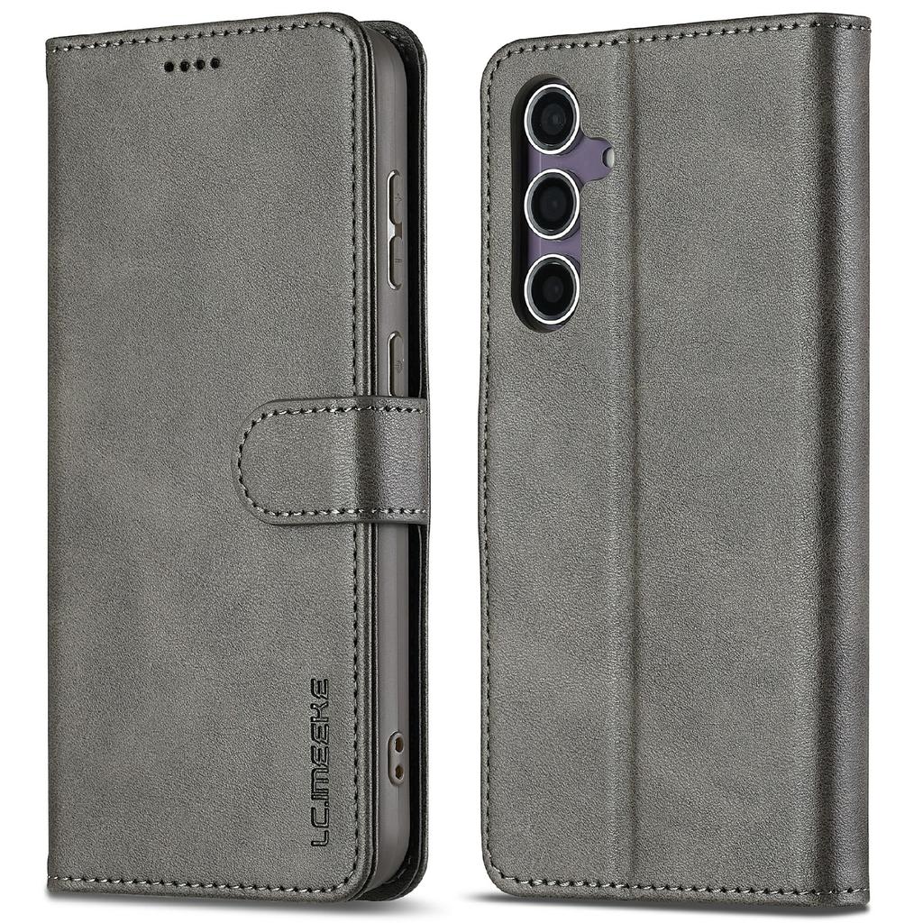 LC.IMEEKE For Samsung Galaxy S25 Case Calf Texture PU Leather Stand Wallet Phone Cover