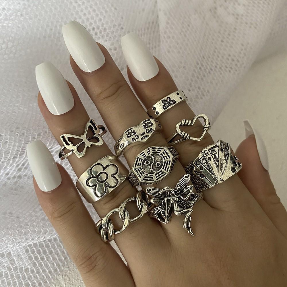 22-Piece Butterfly & Love Multi-Joint Ring Set