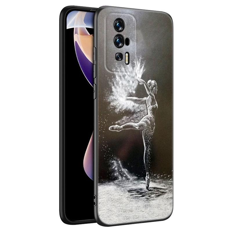 Черный силиконовый чехол для телефона с балериной для Xiaomi Redmi 7A 8A 9A 10A 11A 9C 10C 12C 13C 11 Prime A1 A2 Plus 12 4G Note 9T 12R