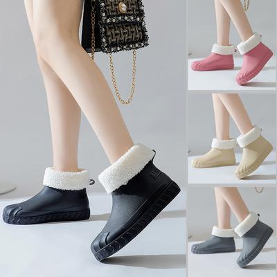 Модные женские короткие теплые бархатные сапоги с низким верхом из резины