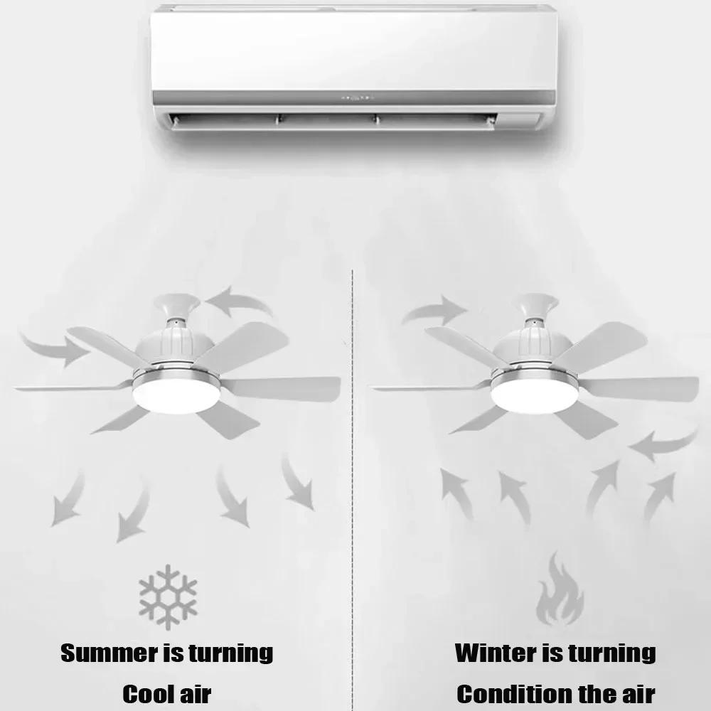 Потолочная люстра-вентилятор с цоколем и пультом дистанционного управления, светодиодная лампа E27, лампа-вентилятор, прохладный ветер для спальни, гостиной, освещение