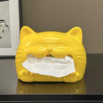 Милая кошка с улыбающимся лицом, коробка для салфеток, украшение для журнального столика в гостиной, бумажная коробка для салфеток, бытовая коробка для салфеток