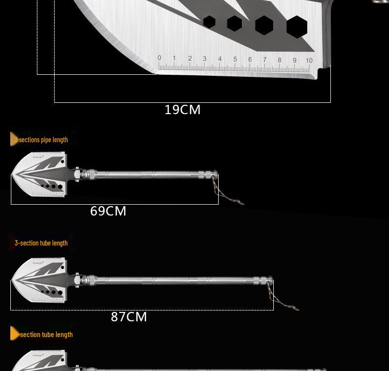 Многофункциональная складная лопата для улицы: Марганцевая сталь, Идеально подходит для кемпинга, рыбалки, внедорожного использования и задач, выполняемых с помощью транспортного средства