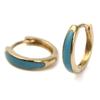 Goods 18K Hoop Earrings Turquoise Turquoise Both Ears Gold [Happy Shop] Men's Women's