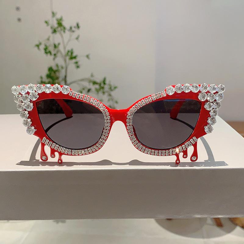 Неполяризованные модные солнцезащитные очки «кошачий глаз», женские блестящие кристаллы, высококачественные роскошные солнцезащитные очки, модные солнцезащитные очки для отпуска и пляжа