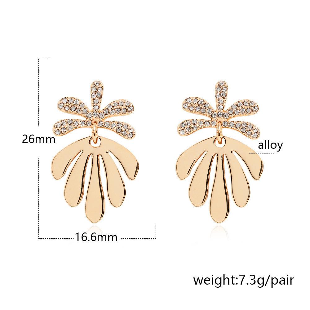 American Dainty European Style Leaf Earrings Gold And Silver Studs Alloy