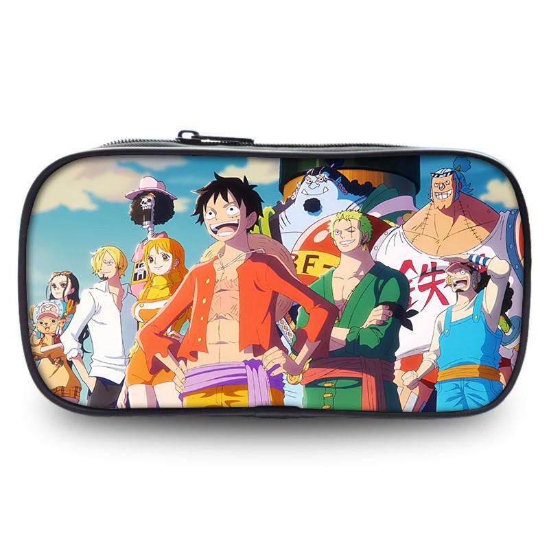 Stylish One Piece Student Pencil Case With Luffy And Zoro Skill Print Oxford Material