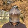 Barbuta Helmet Burnished Finish Medieval Knight Armor Steel Helmet LARP Cosplay Halloween Costume Visored Helmet.