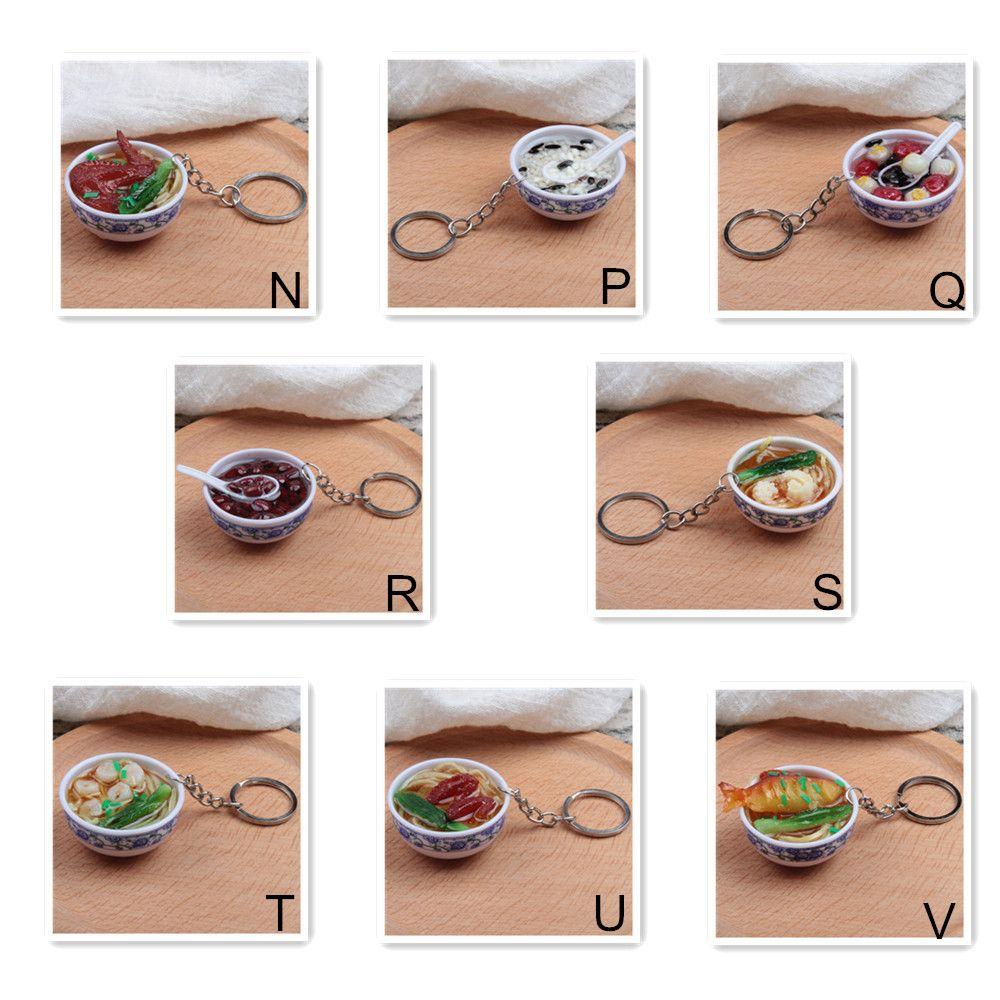 Porcelain Delicious Food Bag Pendant Noodle Keychain Simulation Food Bowl Keyrings Food Key Chains