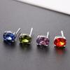 Korean Style Fashion Egg-Shaped Colored Zircon Earrings