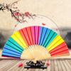 Rainbow Hand Fans Colorful Hand Held Fan Chinease Folding Hand Fan Hand Rave Fan Durable Cloth with Sturdy Bamboo Handle