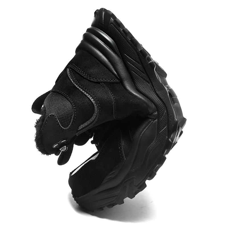 New Men Large Sneakers Winter Snow Boots Warm Fur Waterproof Leather Outdoor Mountain Shoes Tactical Footwear Black Combat Boots